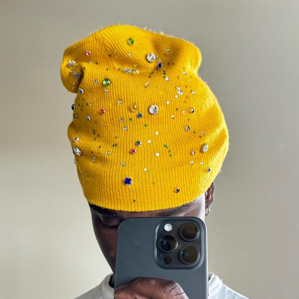 Slouch rhinestone beanie